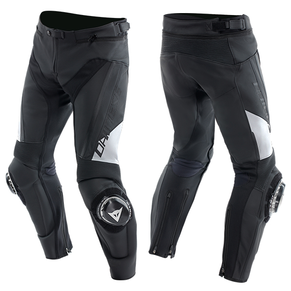 Dainese Delta Leather Trousers- Black White Module Moto - Main Image