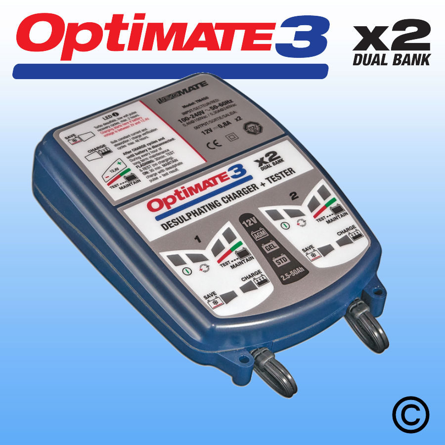 OptiMate 3 x 2 12V Battery Charger/Optimiser. 2channel automatic