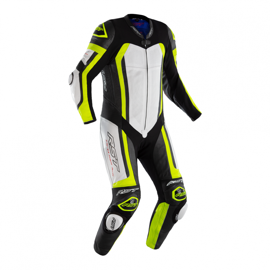 RST Pro Series Airbag Leather Suit White/Yellow Module Moto